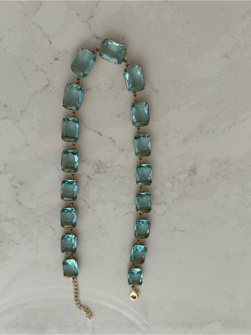 Soft Aqua Crystal Necklace.